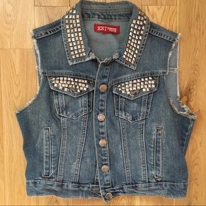 Forever 21 Studded Mini Jean Vest